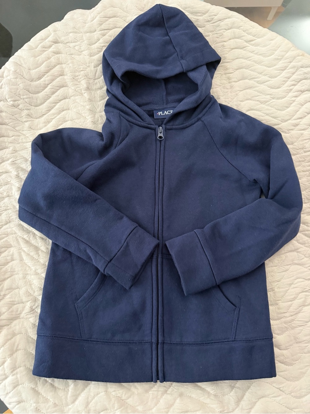 navy blue kids' full-zip fleece hoodie from The Children's Place size 7-8 
Nwot